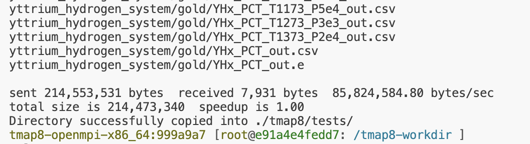 Example of terminal output showing success message after downloading TMAP8 tests.
