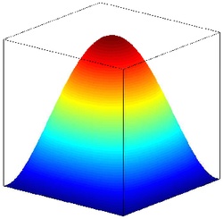 One of the 2D quadratic Lagrange shape functions, associated with the center node.